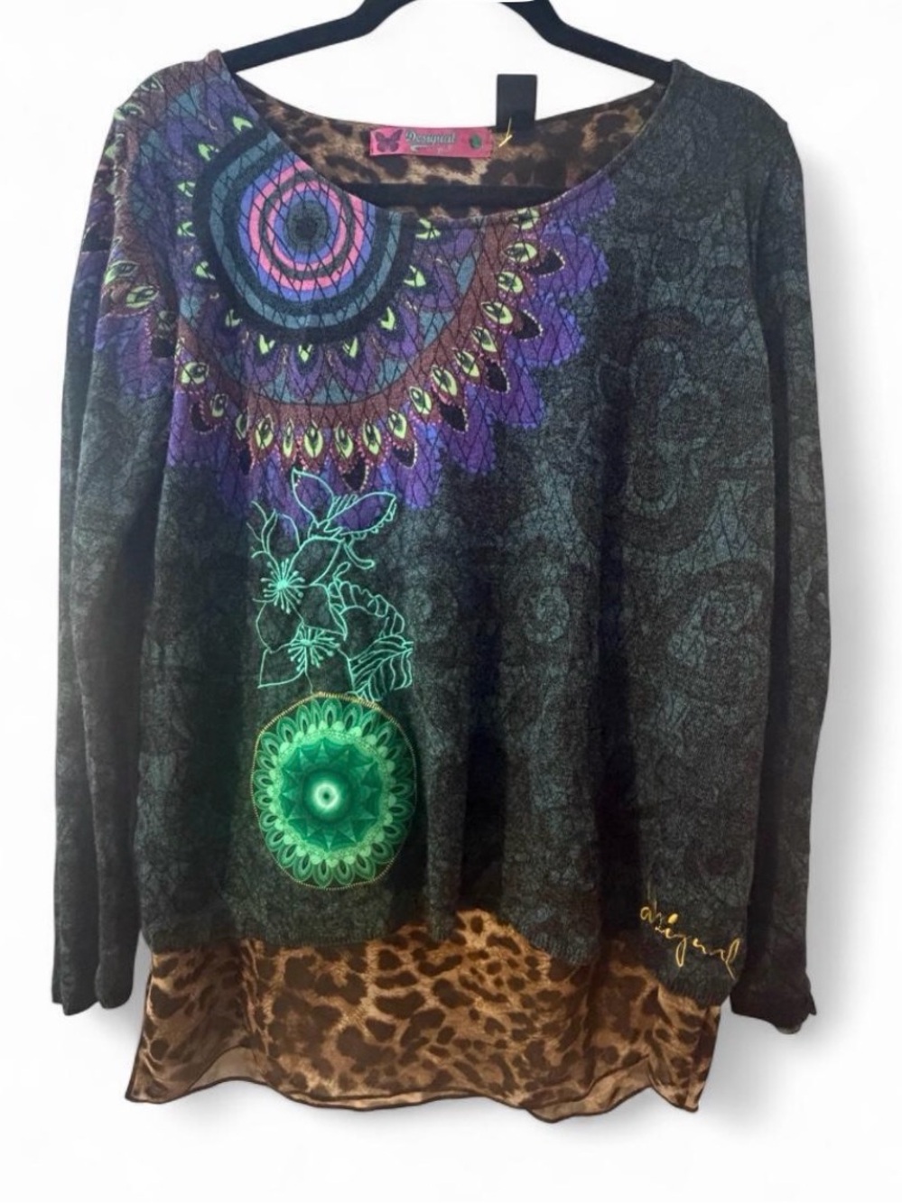 Desigual Y2K Whimsigoth Psychedelic Long Sleeve Top size large
